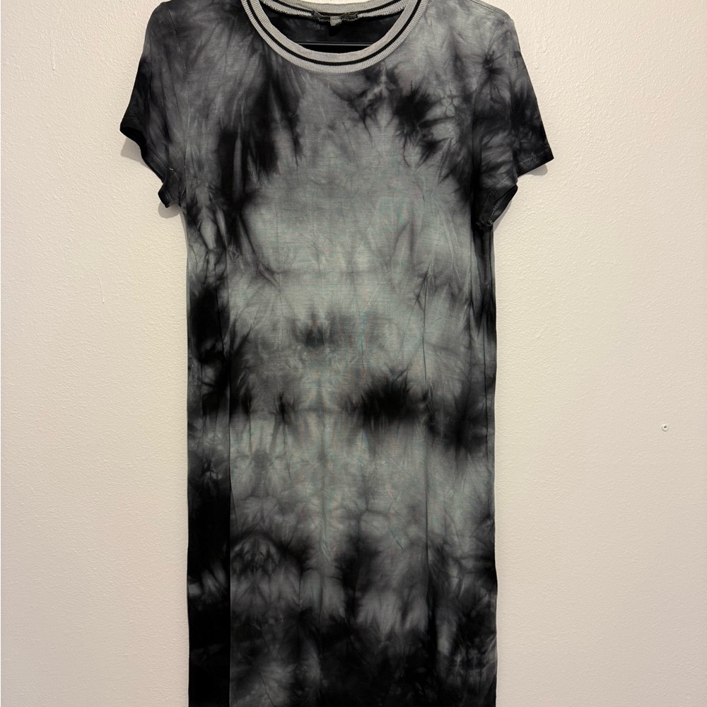 Black and Gray Tie-Dye Mini Dress